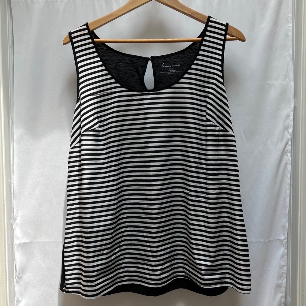 Lane Bryant Black and White Striped Sleeveless Tank (18/20)